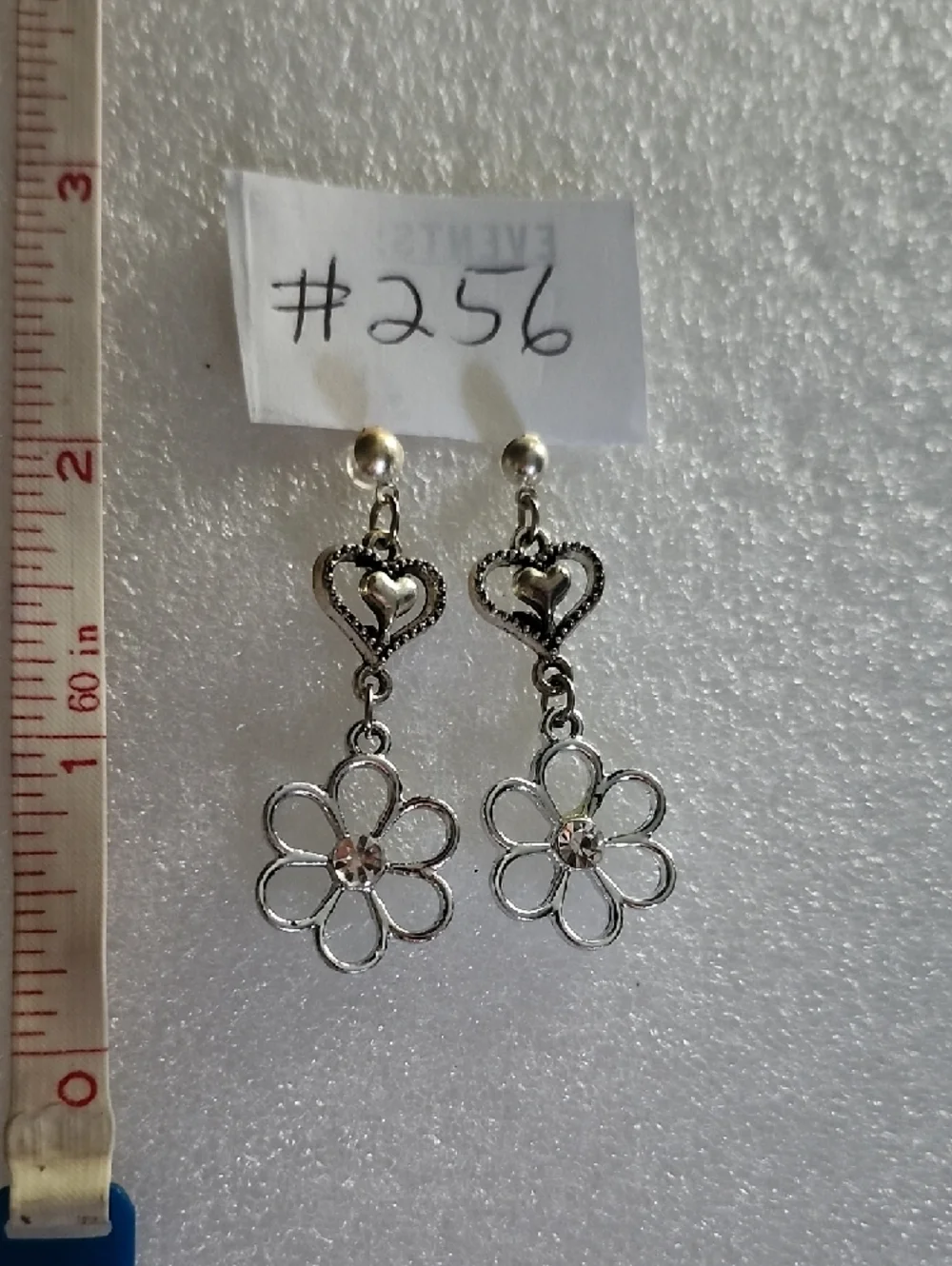 Hand Crafted Silver Heart & Daisy Drop Earrings